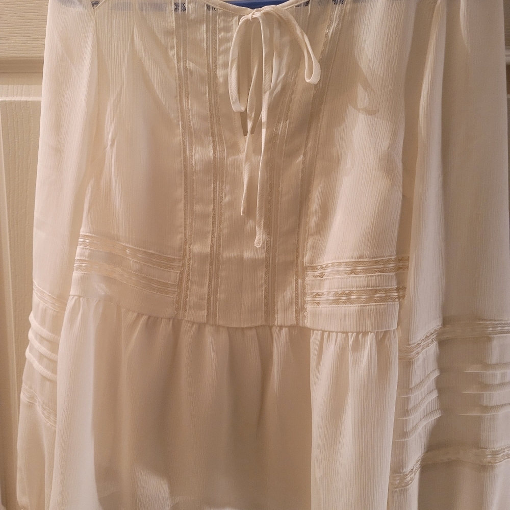 WORN ONCE, Express XXS swan colored long sleeve,  a line blouse